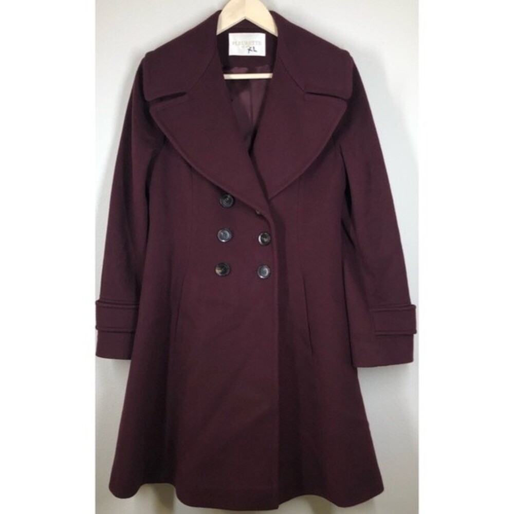 Fleurette Loro Piana Wool Winter Coat Purple Double Breasted 10